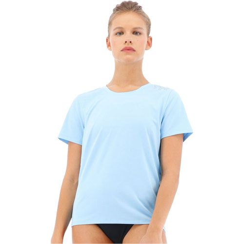 TYR Women's SunDefense Short Sleeve Shirt Large Sky Blue